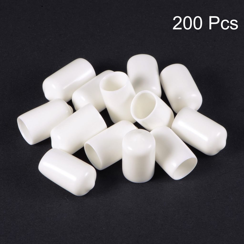 200Stk. Runde Gummi Endkappen 10mm Vinyl Abdeckung Schraube Gewinde Wei?