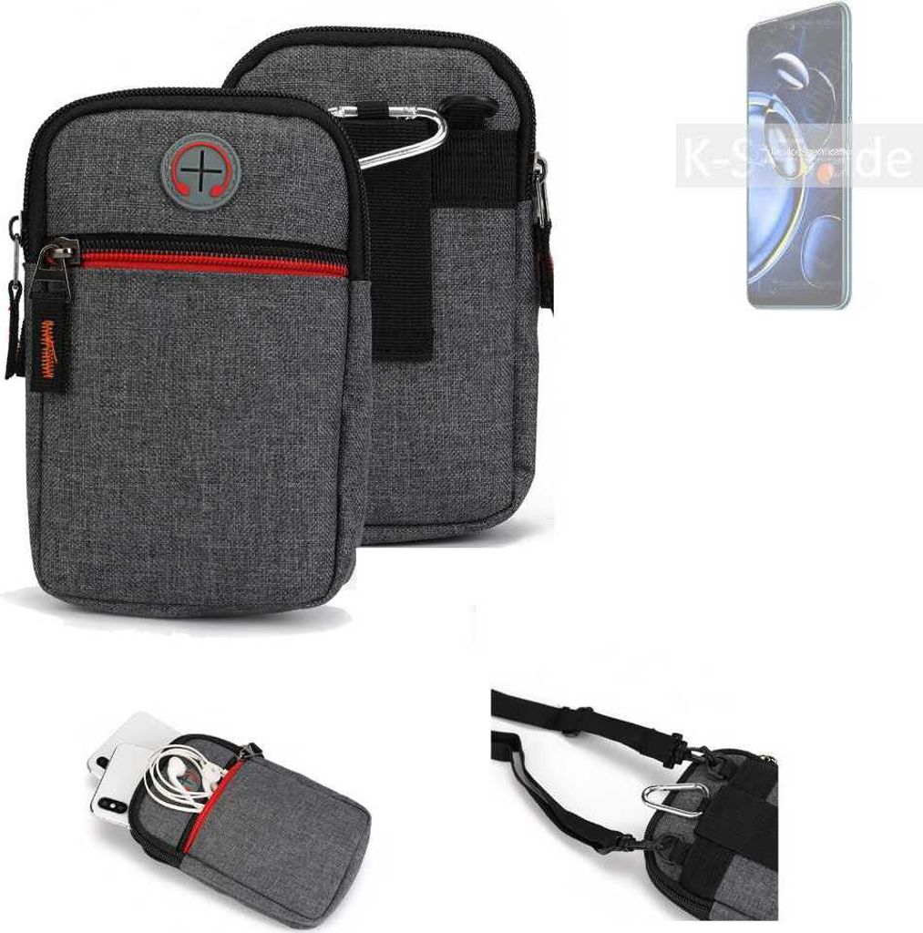 K-S-Trade Holster Gürteltasche kompatibel mit Xiaomi Redmi Note 11SE Handy Tasche Schutz Hülle grau Zusatzfächer 1x
