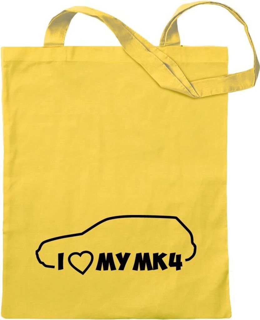Kiwistar - Baumwolltasche - gelb - I Love my MK4 - Tragetasche Stoffbeutel Umhängetasche langer Henkel