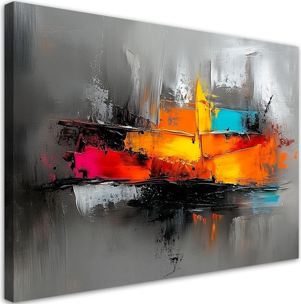 Leinwandbild Bunte Abstraktion auf grauem Hintergrund 120x80 Feeby Bunt bild für die wand bereit zum aufhängen