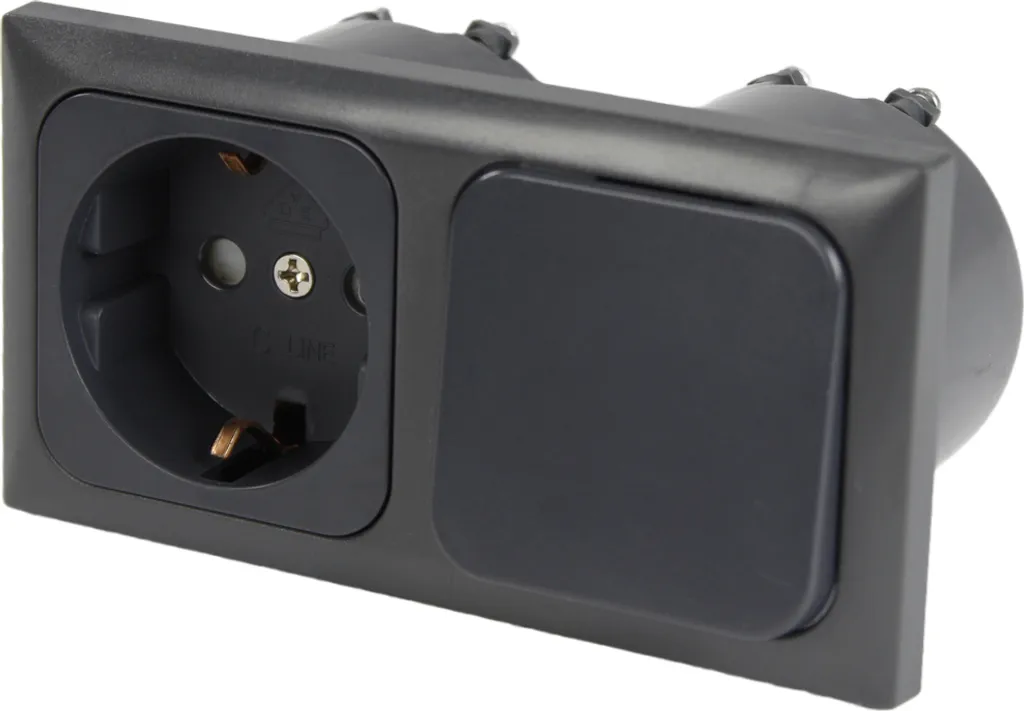Prise de courant 230V anthracite CBE Schuko avec cadre pour camping-car