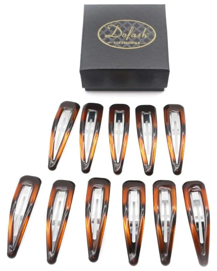 Dofash Lot de 12 Barrettes à Pression 7cm en Résine Époxy Effet Tortue