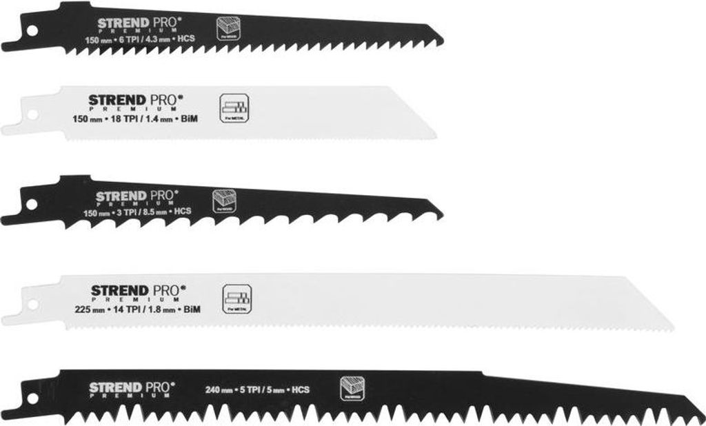 Säbelsägeblätter Strend Pro Premium, Set, Mix, 5 Stk.