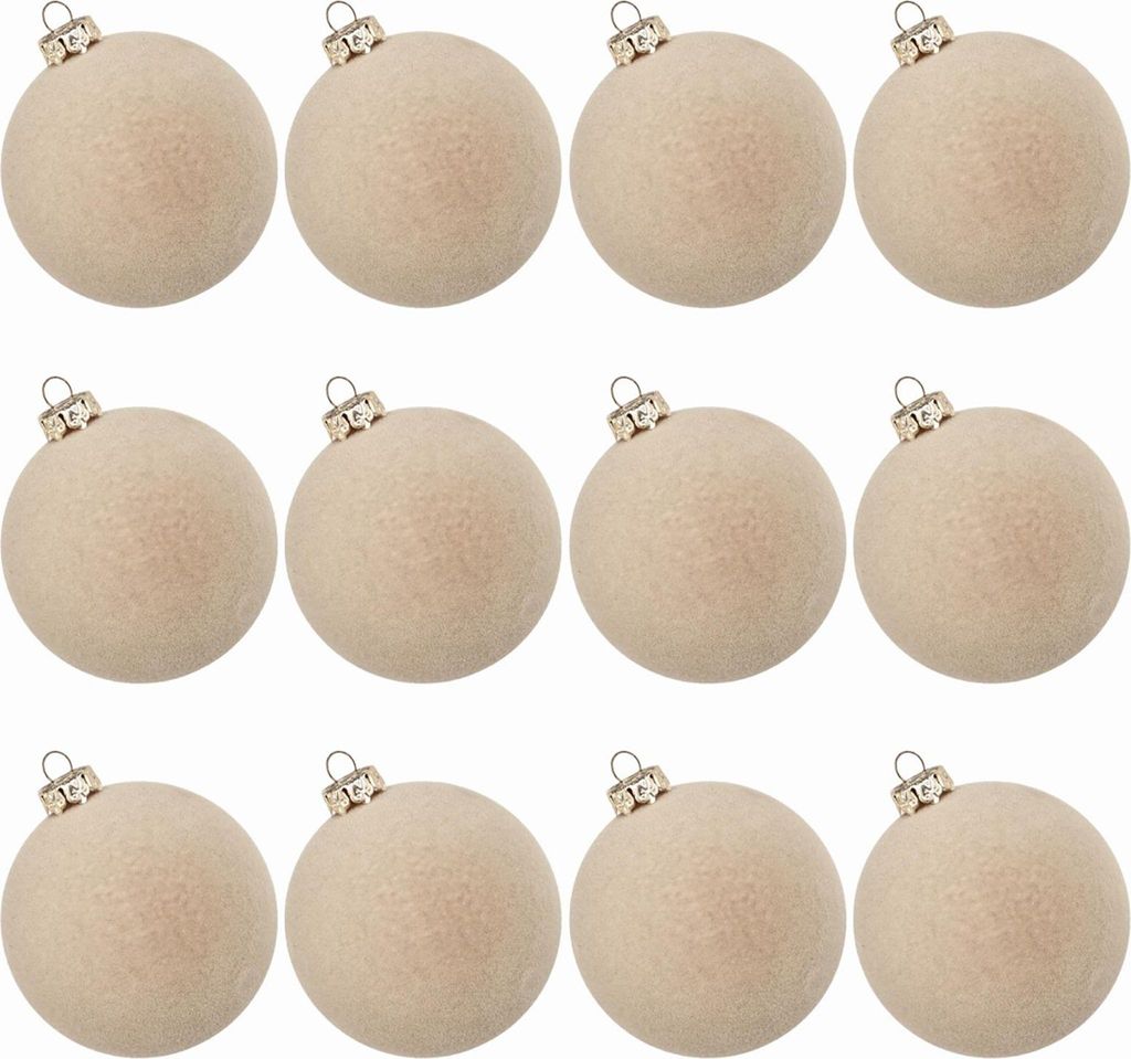 12 Stück Weihnachtskugel-Ornamente aus Samt, 6,1 cm, beflockte, bruchsichere Kunststoffkugeln, Weihnachtsbaum-Hängedekorationen für Feiertagspar...