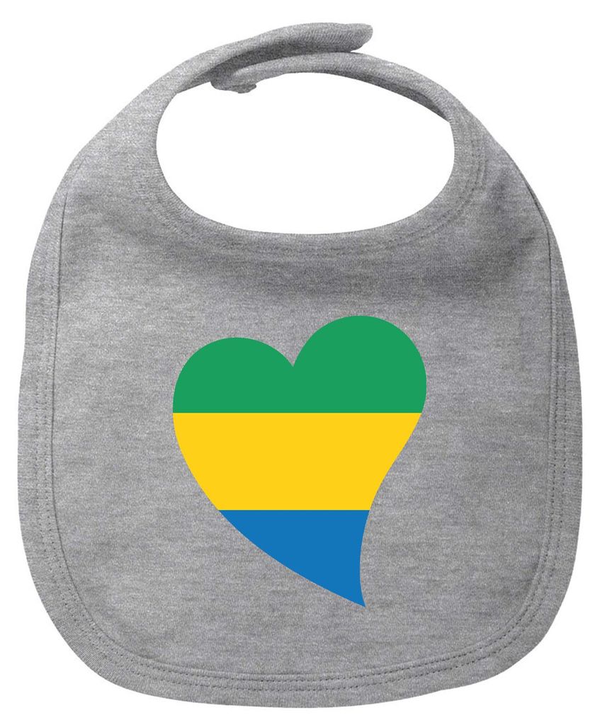 Huuraa Baby Lätzchen Gabun Flagge Herz Heather Grey Klettverschluss Baumwolle Latz Geschenkidee