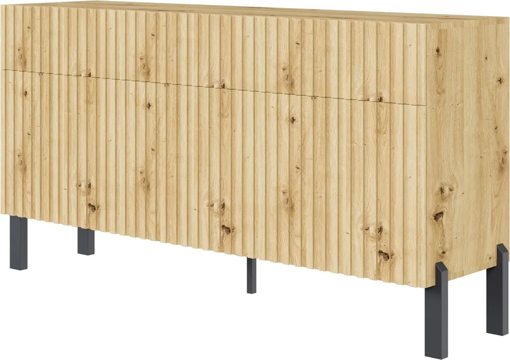 Buffet Anti-Désordre 154 cm Chêne Artisan - Rangement Portes et Tiroirs