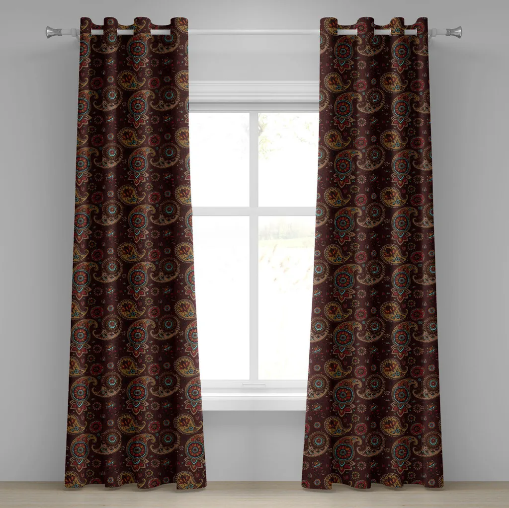 Tenda 2 Pannelli ABAKUHAUS Paisley Senape: 280x225 cm Etnico Chic