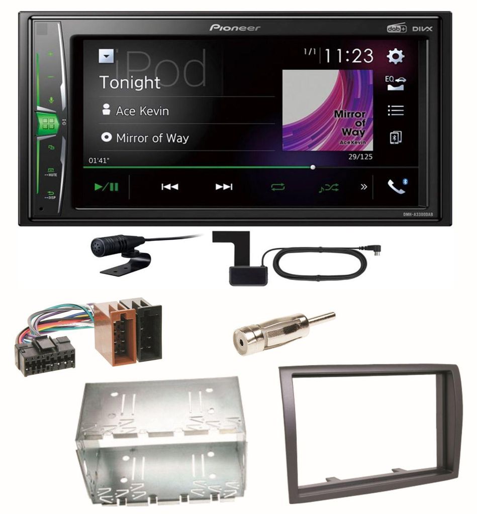 Pioneer DMH-A3300DAB Bluetooth DAB+ USB Einbauset für Fiat Produktbild 