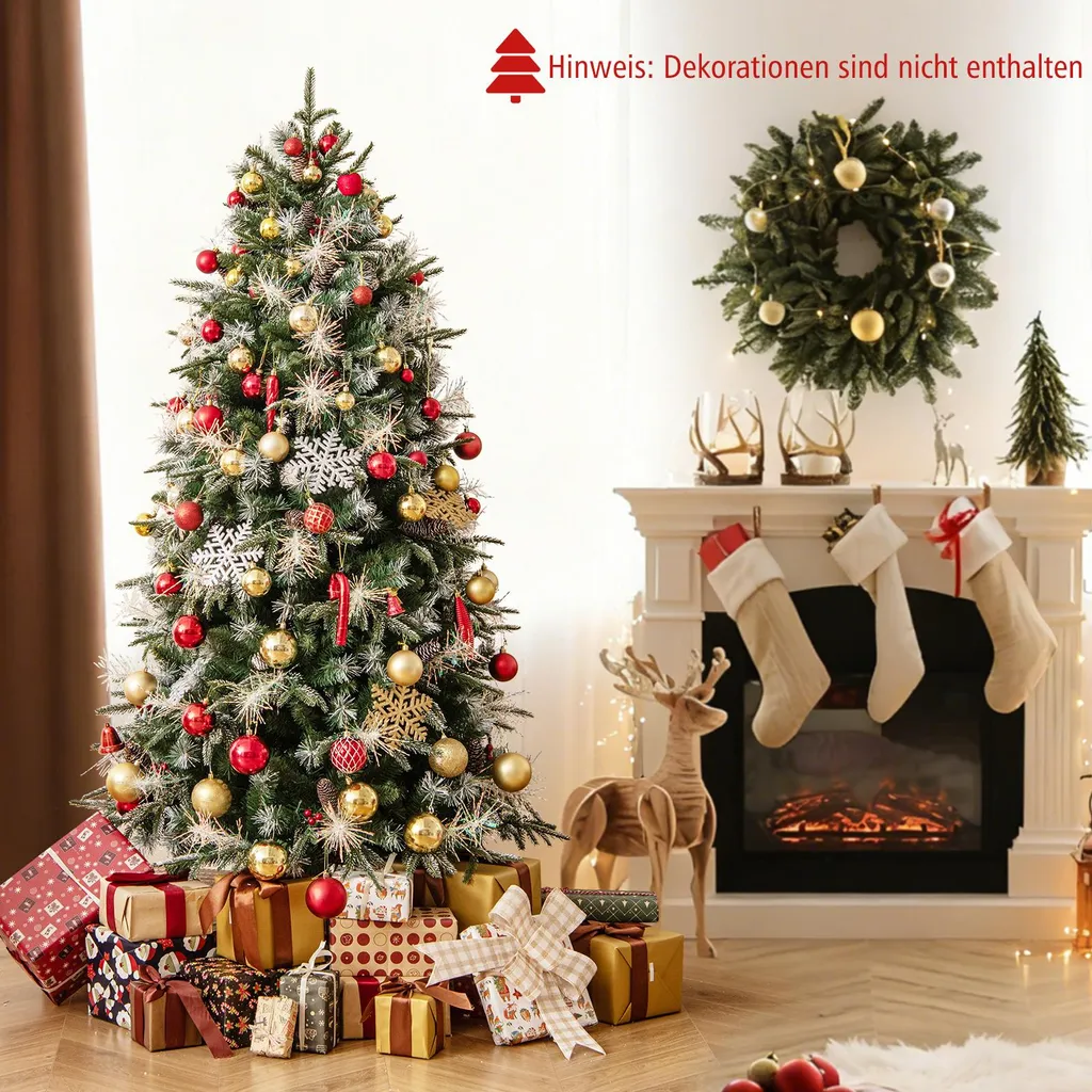 Sapin de Noël 180cm Pré-illuminé, 270 LED Chaudes, Pas de Ménage, Durable - 2