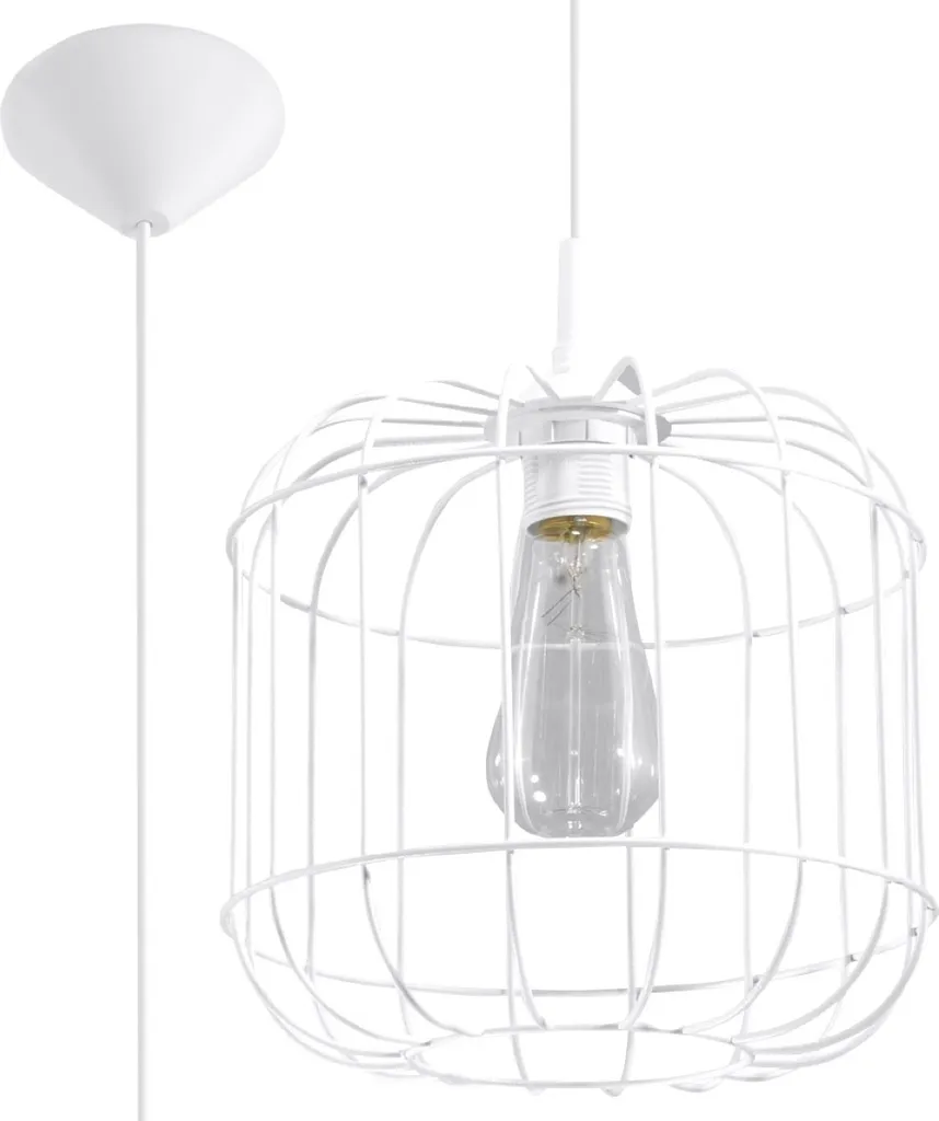 Suspension DRUIDA Blanche 1xE27 Pure Lume en Métal de 100x25x25 cm