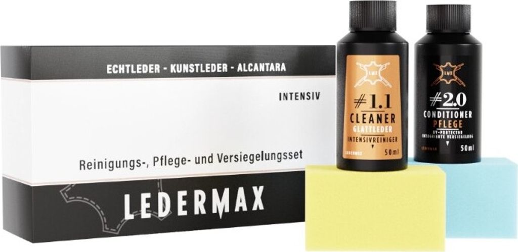 Ledermax Reinigungs und Pflegeset | Ein Set für frisches geschütztes Leder 50 ml