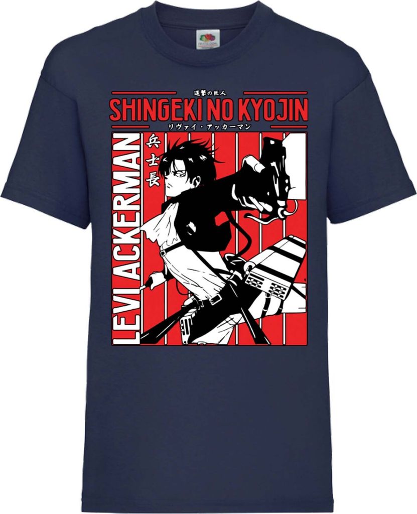 Kinder T-Shirt Attack Anime On Titan Levi Ackerman Ackerman Titan, 9-11 Jahr - 140 / Dunkelblau