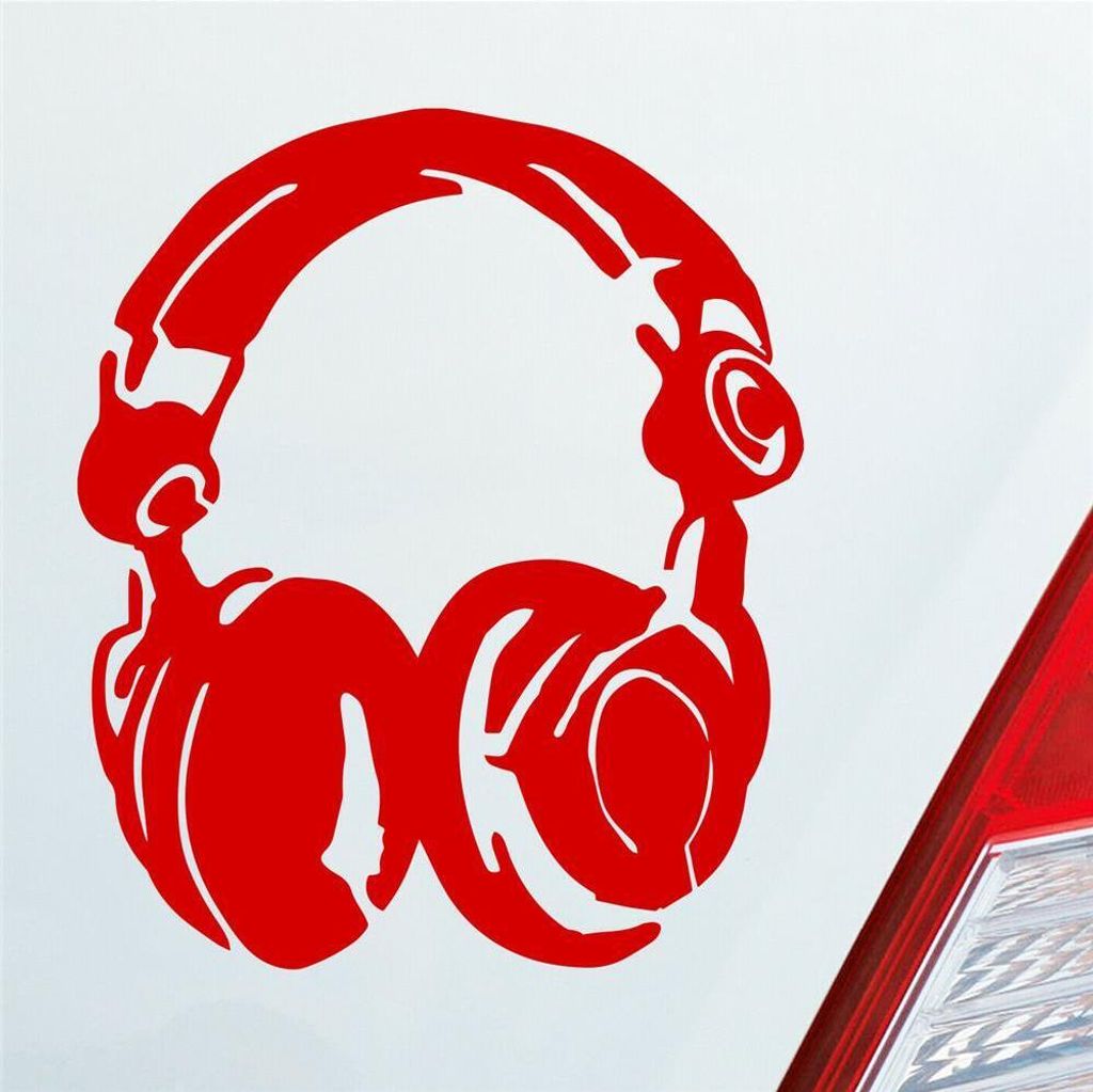 Auto Aufkleber DJ Kopfhörer Head Phones Music 10x12 cm Rot Produktbild 