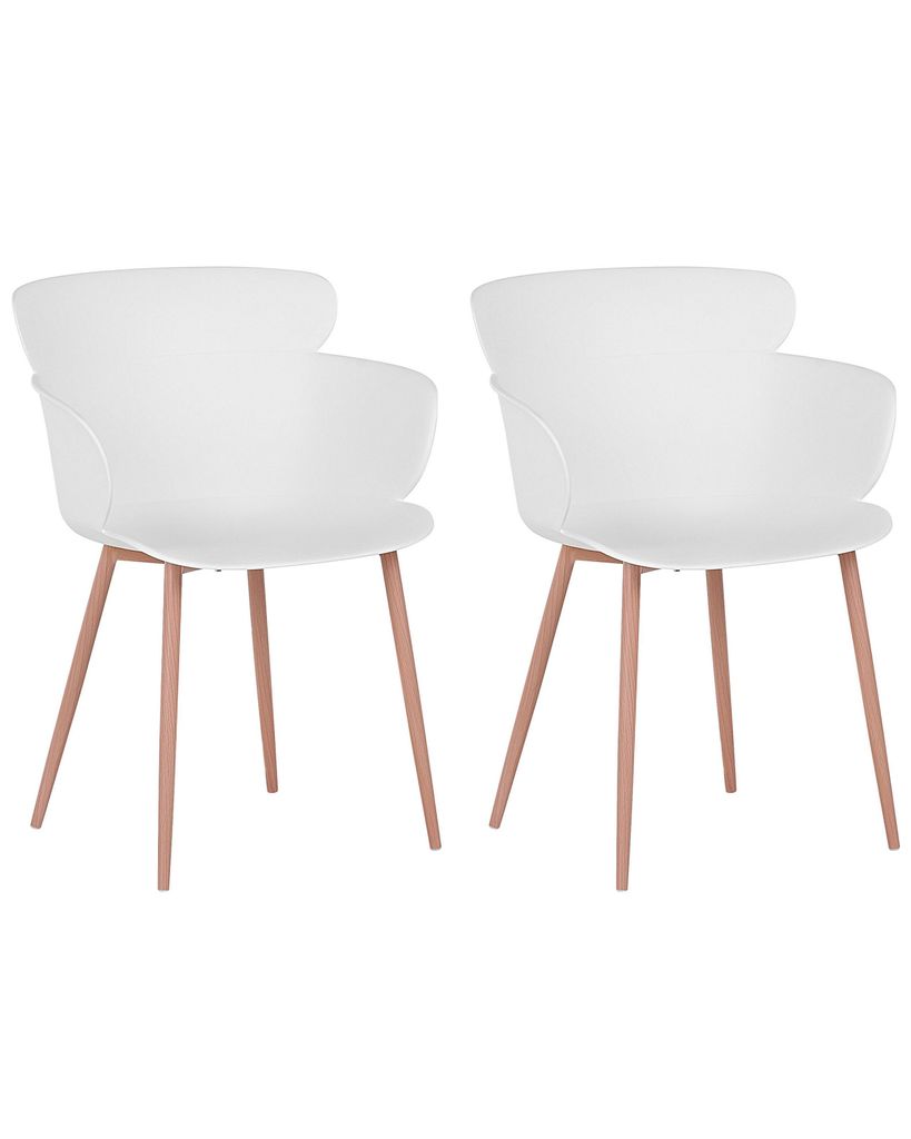 BELIANI Esszimmerstuhl 2er Set Weiß Kunststoff Metallbeine Retro Moderne Wohnzimmer Esszimmer