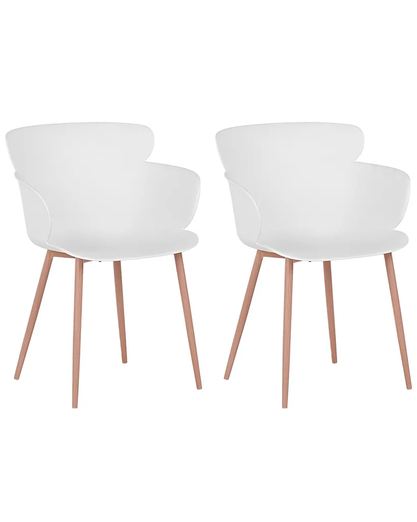 Lot de 2 Chaises de Salle à Manger Blanches avec Pieds en Métal Beliani