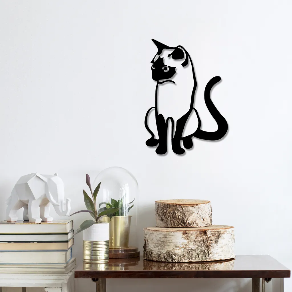 Decorazione Gatto in Metallo Wallity TNL1591 Nero 39x55cm per Interni