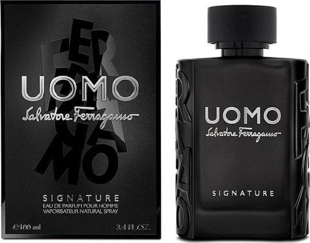 A product shot of a perfume bottle and its packaging.
