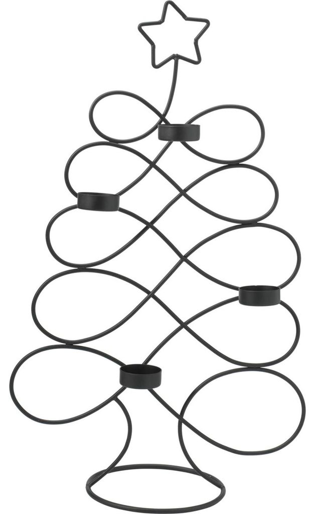 Schwarzer Metall-Kerzenständer, Weihnachtsbaumform, 49 cm