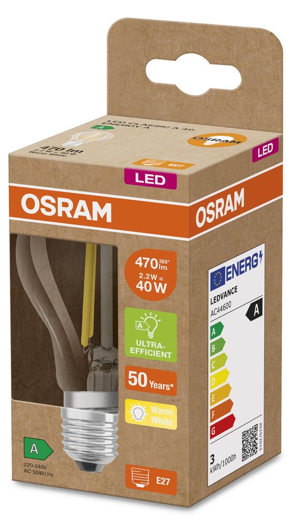 OSRAM LED Filament Birne ULTRA EFF. E27 2,2W 470lm 3.000K Immagine del prodotto 