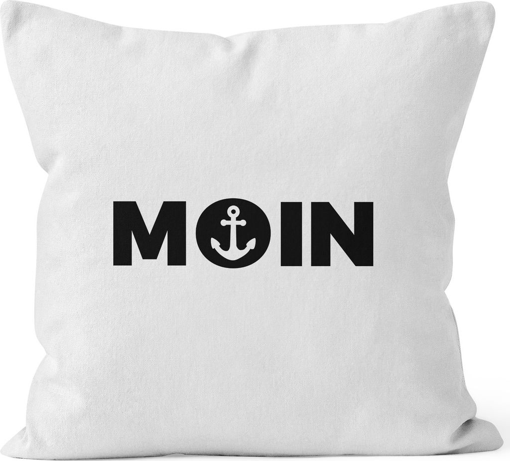 Maritmer Kissenbezug Moin mit Anker Deko-Kissen MoonWorks weiß unisize