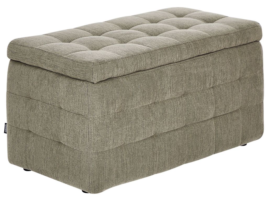BELIANI Hocker Olivgrün Stoff Rechteckig mit Stauraum Deckel Steppung Modern Sitzbank Bettbank Fußbank Fußhocker Schemel Schlafzimmer Wohnzimmer...