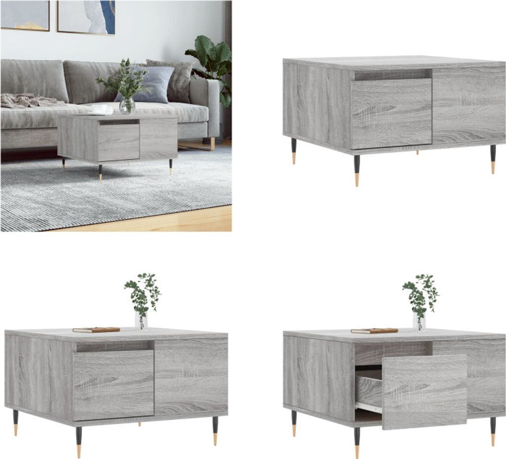 vidaXL Couchtisch Grau Sonoma 55x55x36,5 cm Holzwerkstoff - Couchtisch - Couchtische - Beistelltisch - Sofatisch