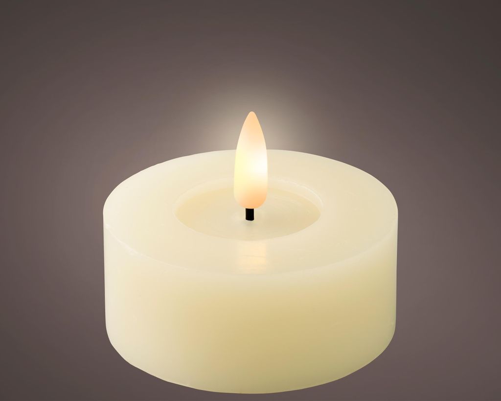 LED Teelichter 7x6cm mit Timer Wachs 2 Stück Creme / Produktbild 