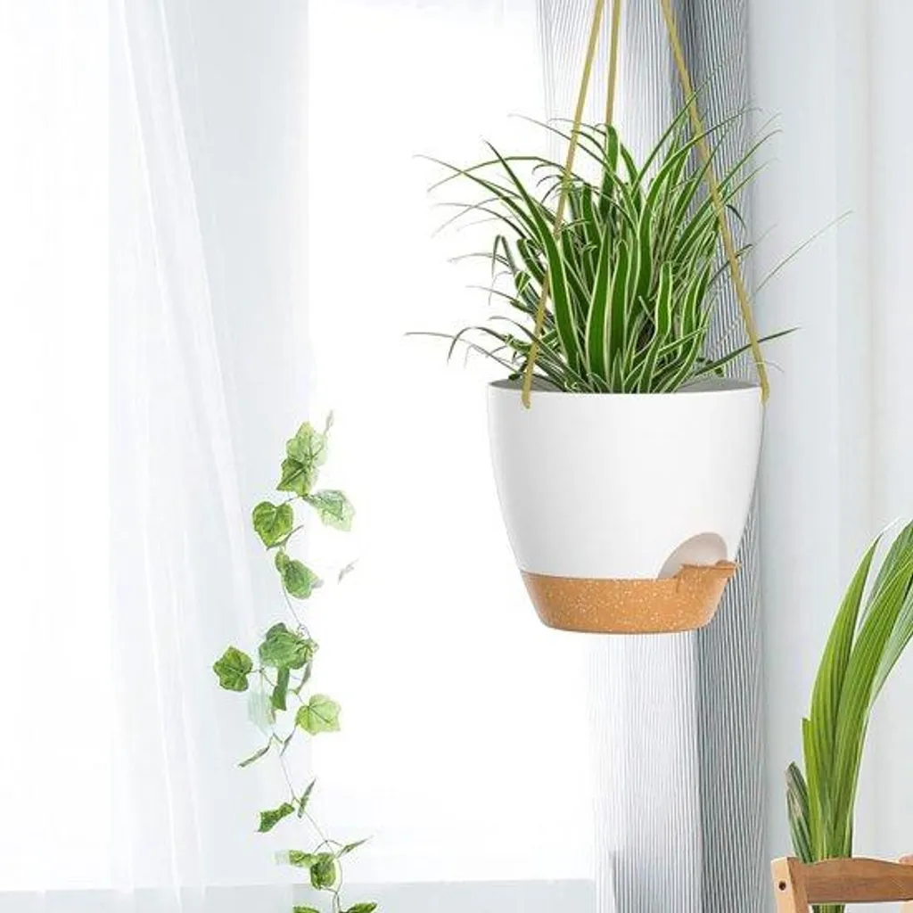 Porte-plante suspendu double blanc 20 cm décoratif intérieur extérieur