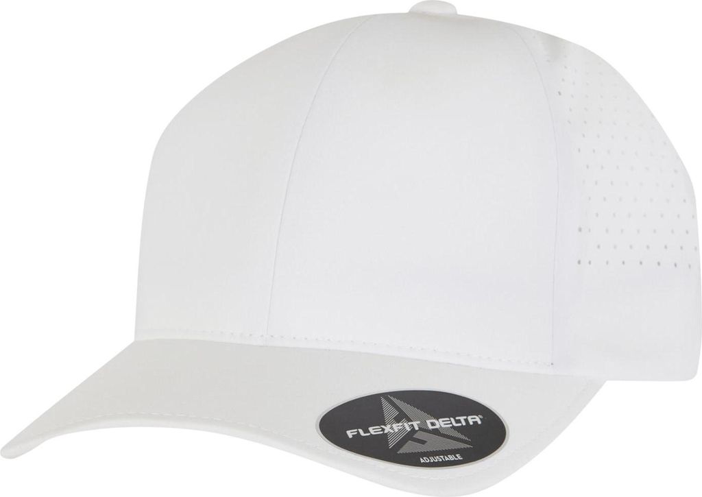 Flexfit Delta Kappe mit Snapback-Verschluss, Laserperforationen und schweißhemmender Stain-Block-Technologie
