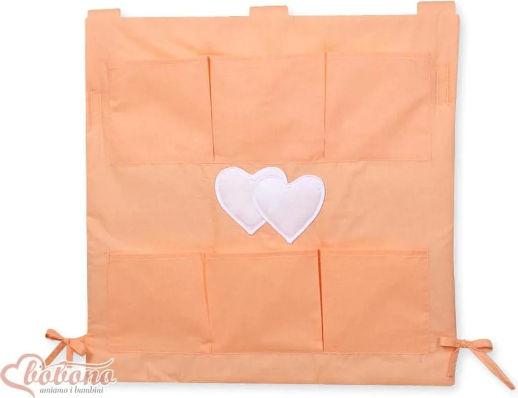 Organizzatore Lettino a Cuori con 6 Tasche - Amaca Portaoggetti Neonato