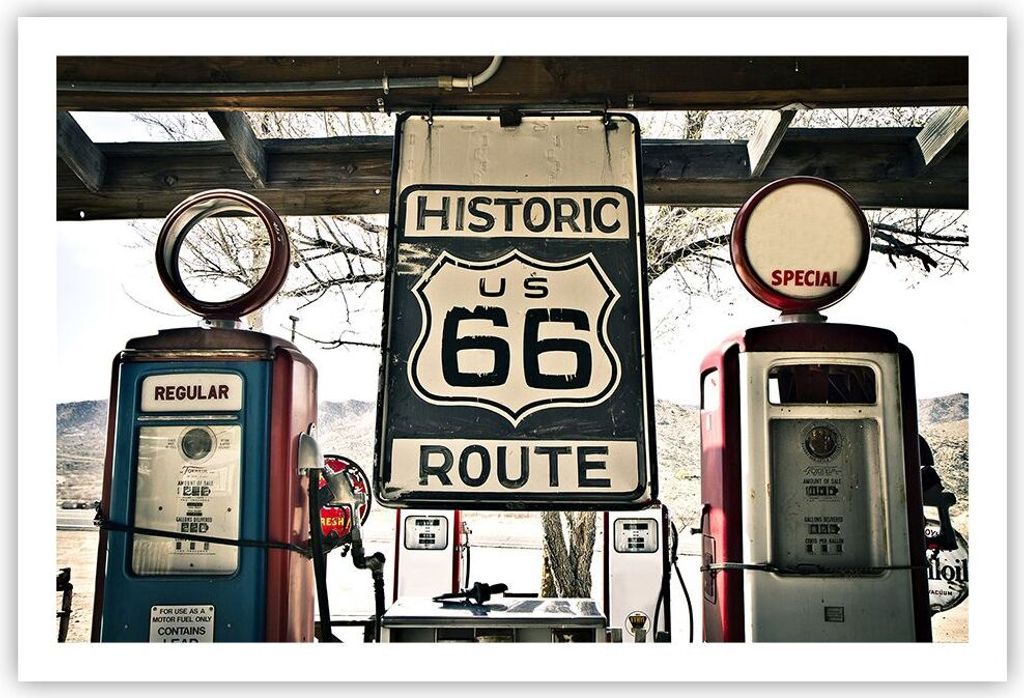 Poster - Poster ohne Rahmen - Straße alt 66 USA - 91,5x61 cm - Wand Bild - Wanddeko - Wandbilder - Kunstposter - Wandposter - Bilder - Kunstdruck ...