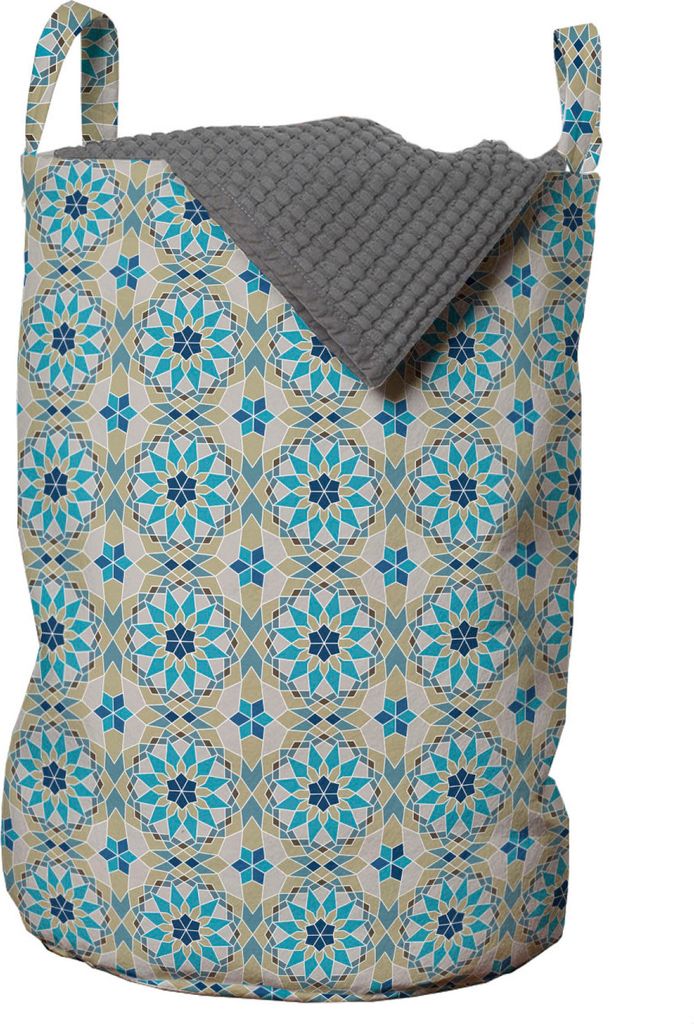 ABAKUHAUS orientalisch Wäschesack, Eastern Flowers Wiederholung, Wäschekorb mit Griffen Kordelzugverschluss für Waschsalons, 33 cm breit x 49 cm...