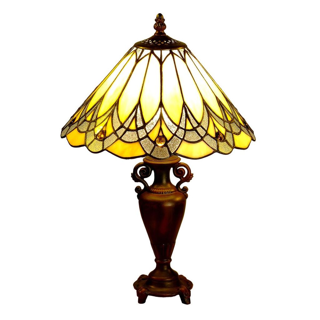 Tischlampe, Tischleuchte, Lampe im Tiffany-Stil 'Golden Elegance' 31x47cm