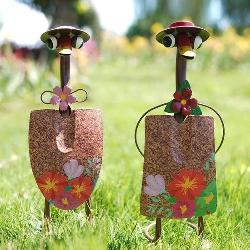 Lot de 2 ornements métalliques pour jardinières déco jardin extérieur