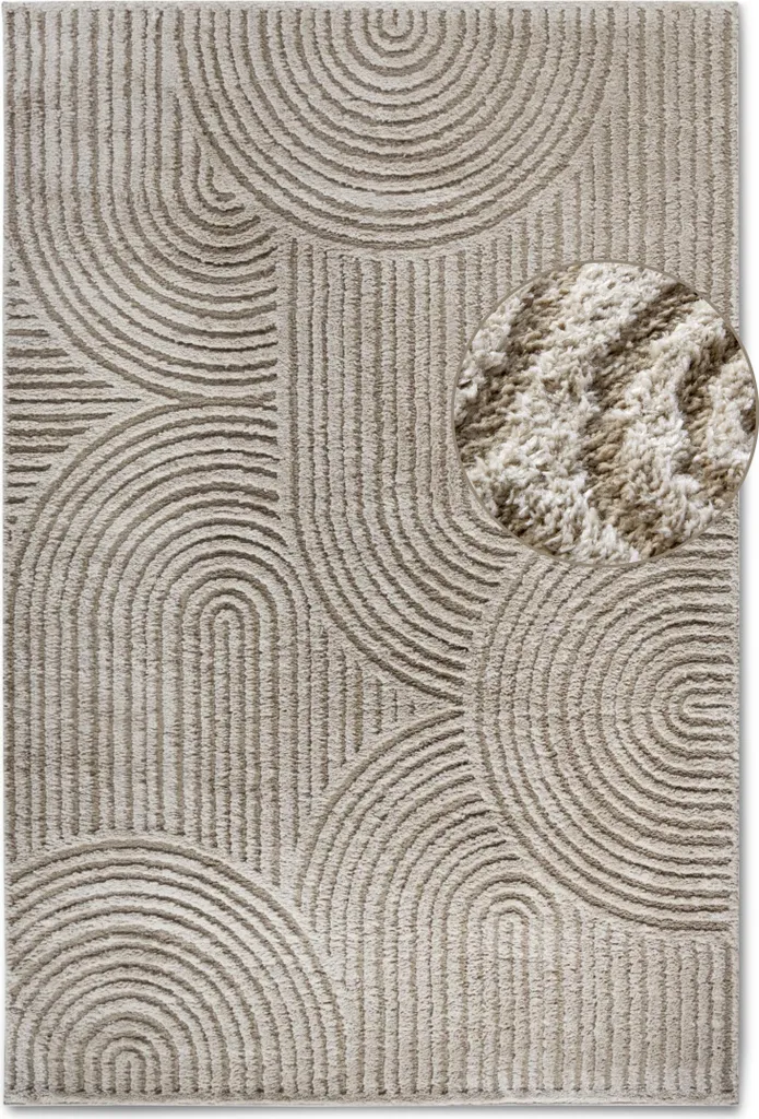 Tapis à poils longs Chappe Beige : Confort thermique et silence garanti