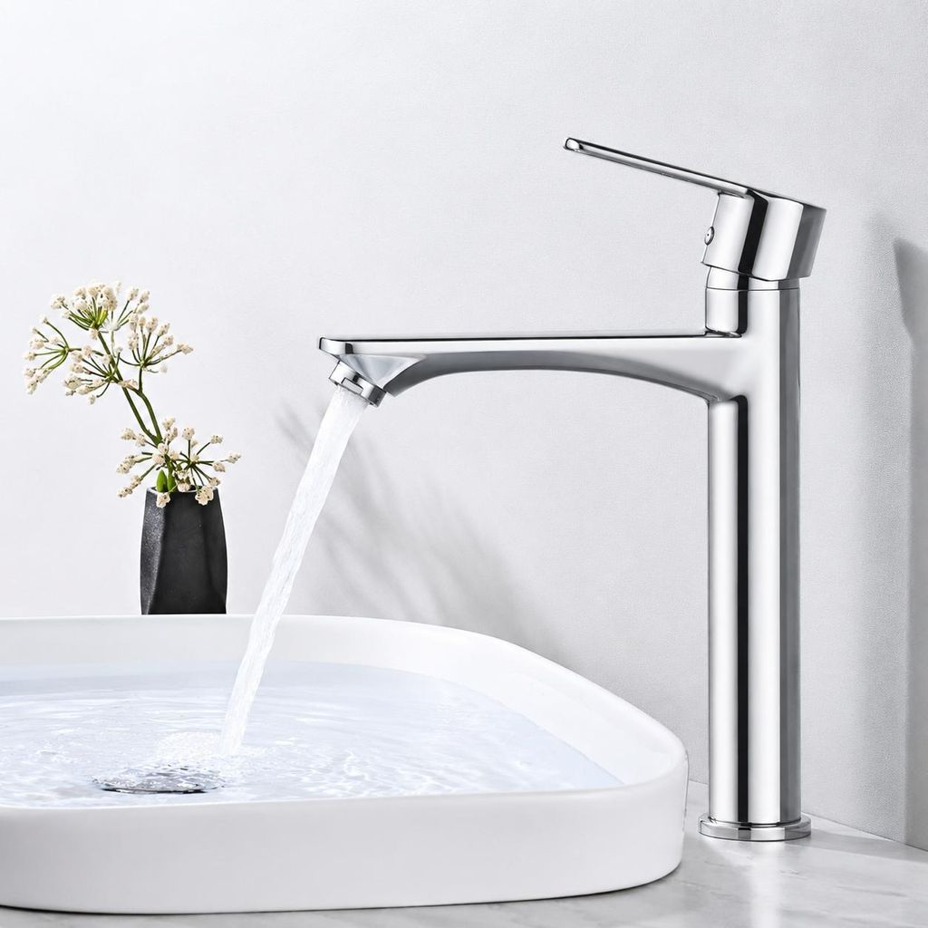 Homelody Wasserhahn bad Chrom, hoch Waschbeckenarmatur Produktbild 