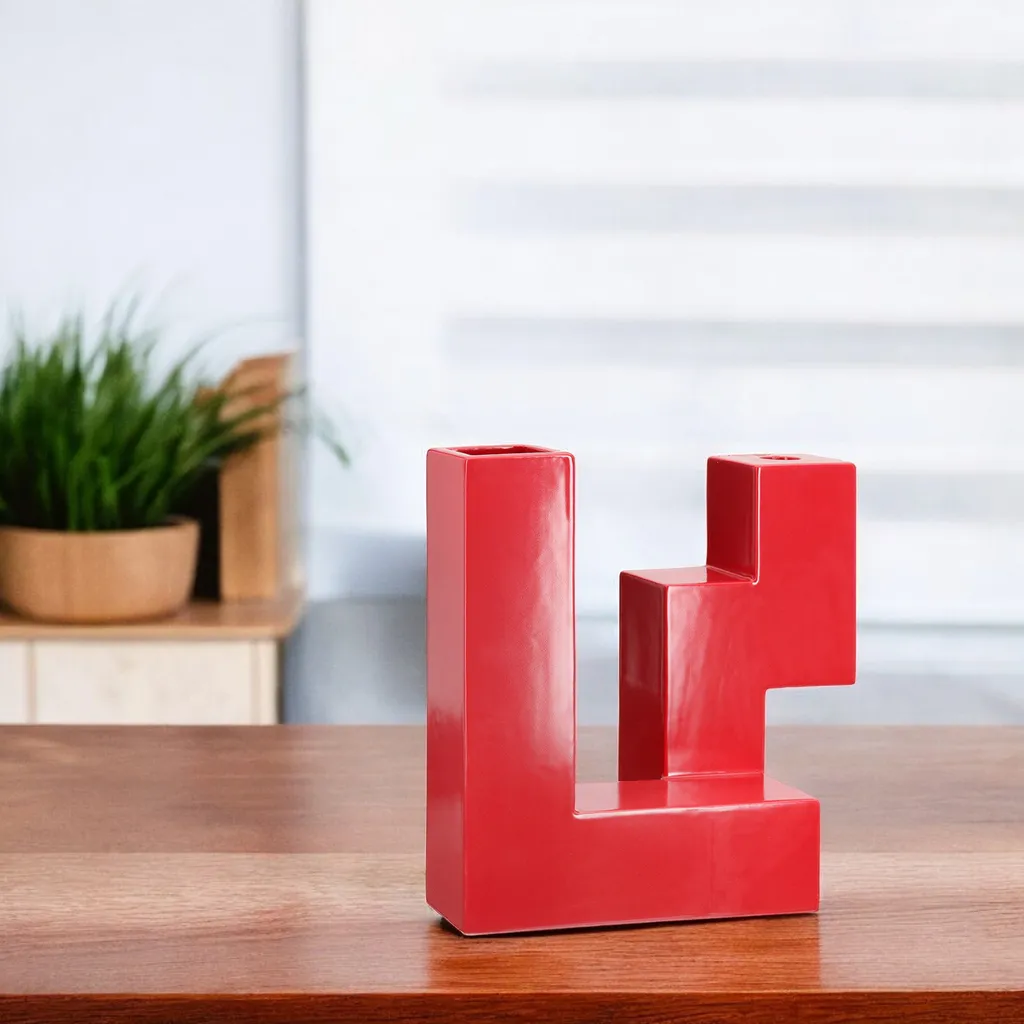 Vase de Table pour Centre de Table Rouge Patras Gilde en Céramique