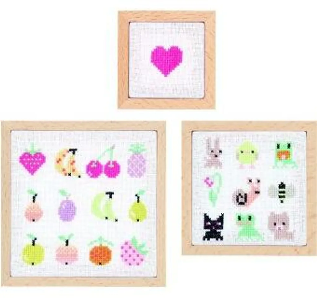 Décoration murale DIY : 3 kits point de croix Pixel Art avec cadres