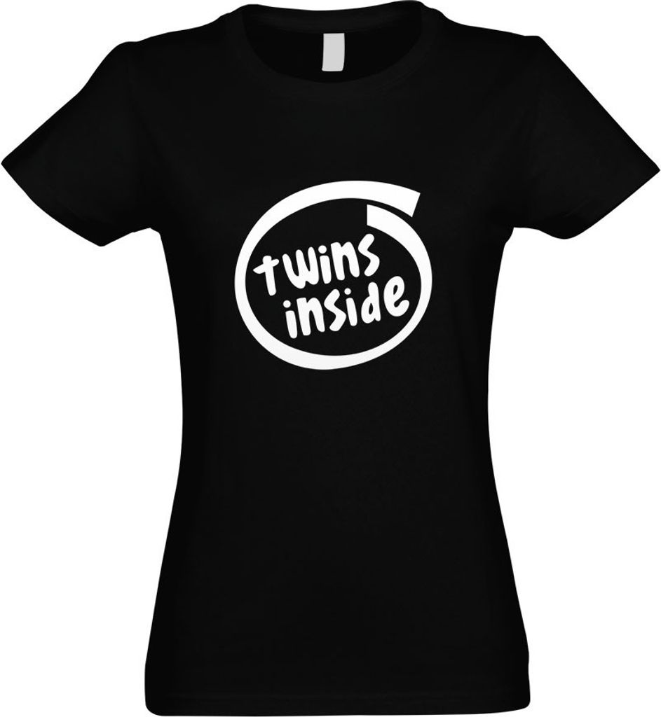Kiwistar - T-Shirt tailliert - Damen - schwarz - Twins Inside - mit Motiv Bedruckt - Funshirt Design - Sport - Freizeit - Damen - L