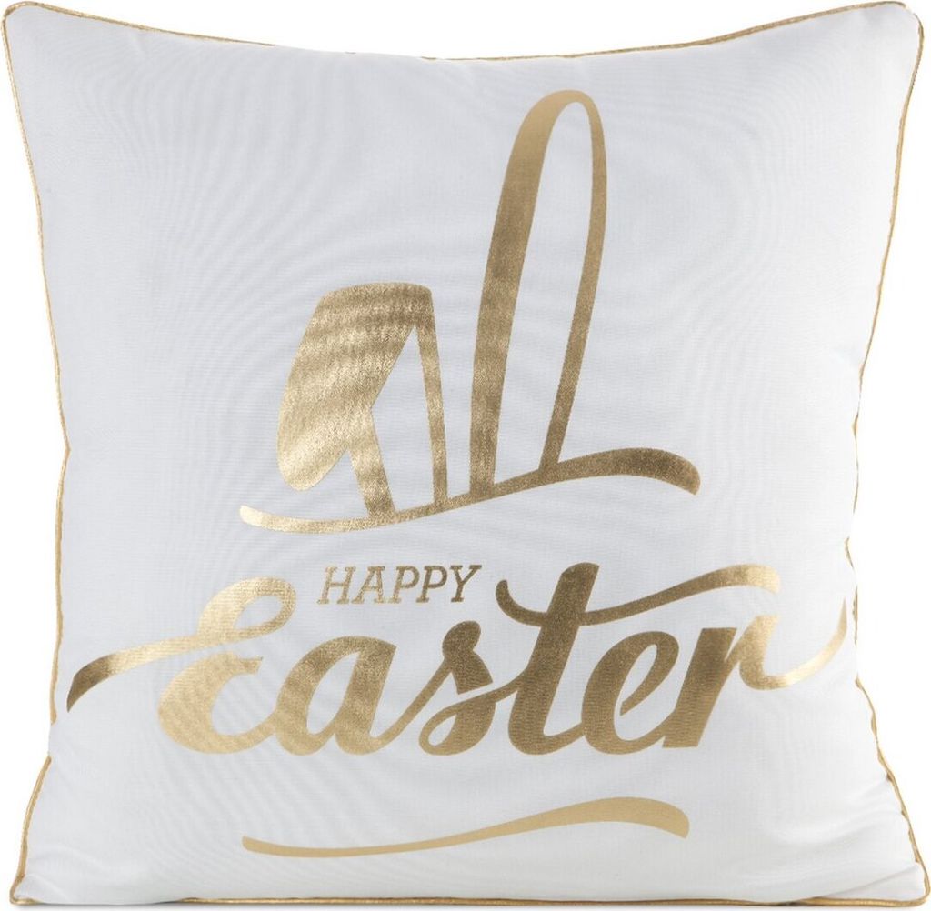 EUROFIRANY | Kissenhüllen - WIOSNA41 - 45x45 cm - Zierkissen mit Hasenohren - Eleganter Golddruck