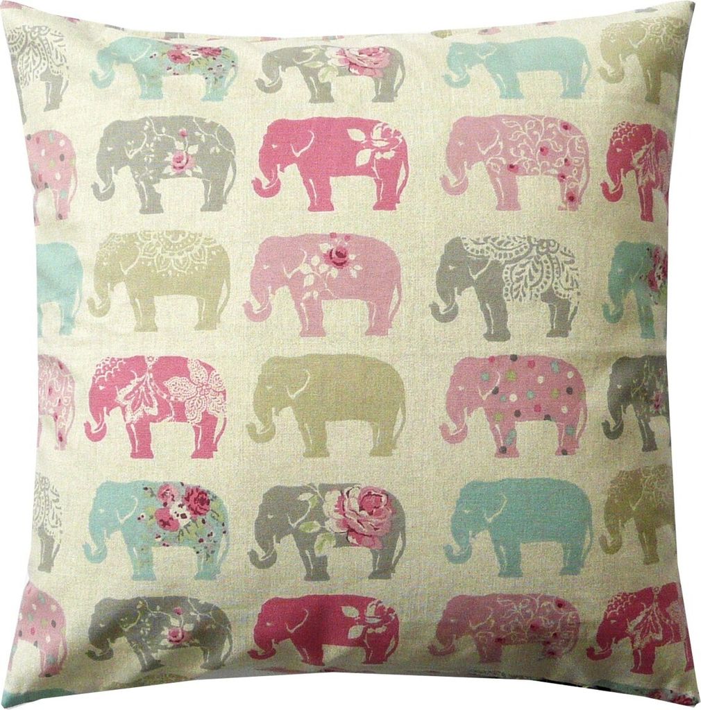 Kissenhülle Elefanten Pastell rosa türkis grau 50x50