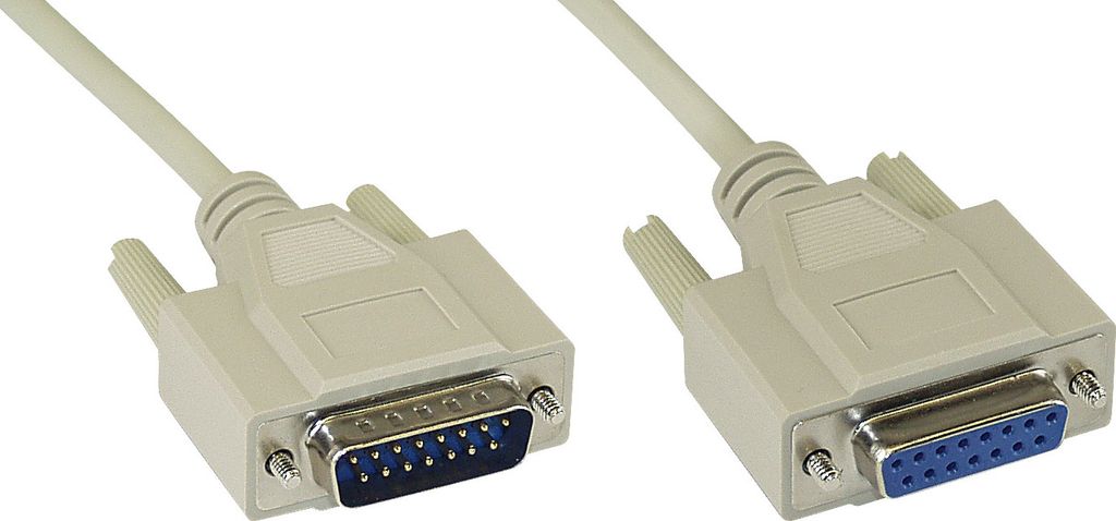 InLine Joystickverlängerung, 15pol Stecker / Buchse, vergossen, mit UL, 2m