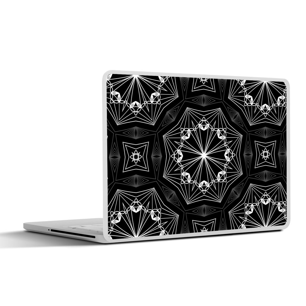 MuchoWow Laptop Aufkleber Sticker Cover Blumen - Design - Schwarz - Weiß - Geometrie 30x22 cm - Laptop-Sticker