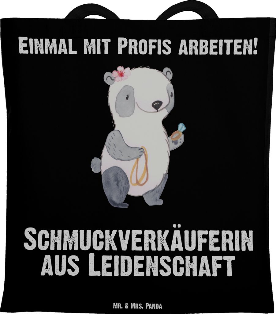 Mr. & Mrs. Panda Einkaufstasche Schmuckverkäuferin Leidenschaft - Schwarz - Geschenk, Ausbildung, Eröffnung, Juwelier, Stoffbeutel, Lustig, Ausbi...
