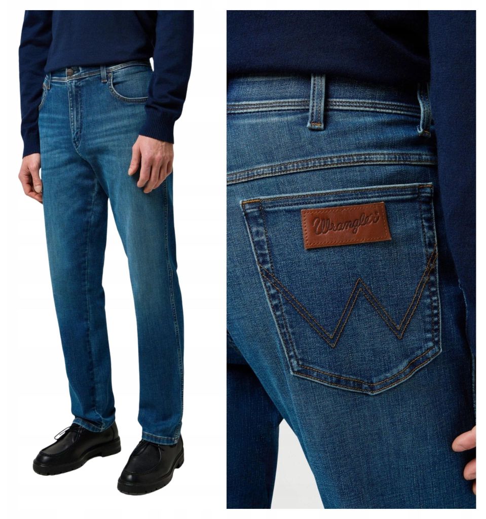 Wrangler | Texas Slim Jeans für Herren, blauer Denim, Größe W34 L32