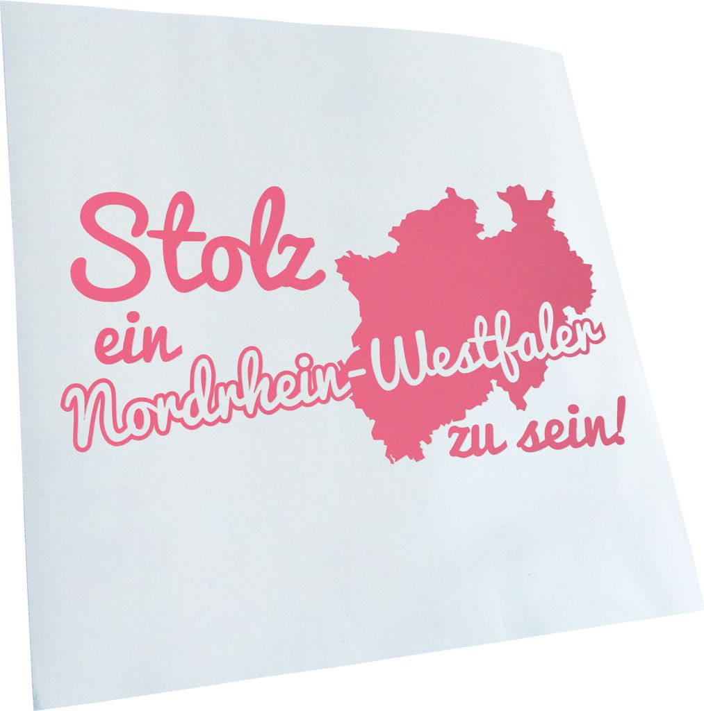 Kiwistar - Autoaufkleber - Nordrhein-Westfale Stolz - Hellrosa - 40x20cm - Aufkleber für Auto, Laptop, Fahrrad, LKW, Motorrad mehrfarbig JDM Decal...