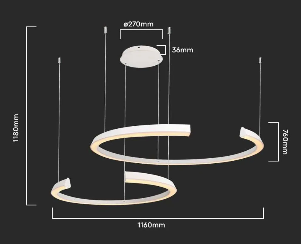 Suspension LED dimmable TRIAC métal blanc 118 cm éclairage modulable - 7