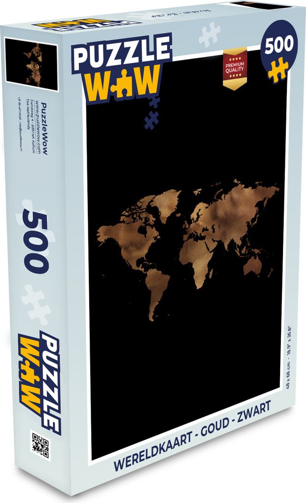 MuchoWow Puzzle 500 Teile Weltkarte - Gold - Schwarz - Denken - Spiel - Toy