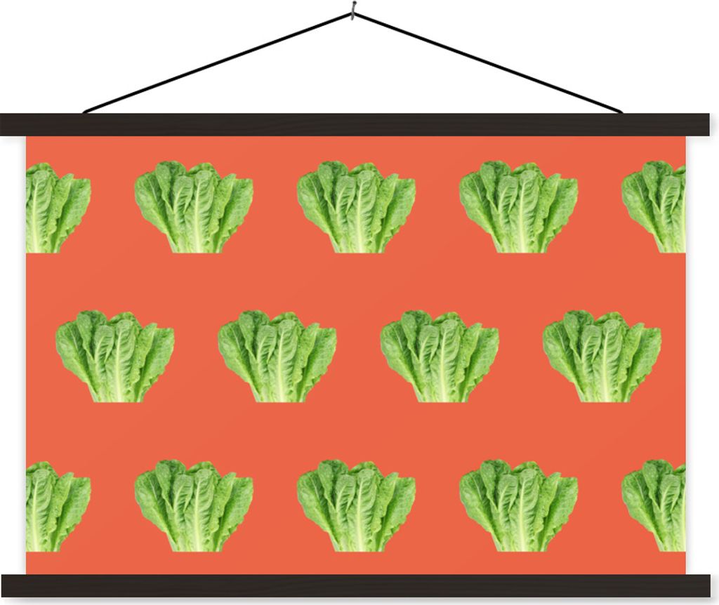 MuchoWow Textilposter Gemüse - Muster - Rot 60x40 cm mit schwarzem Rahmen - Hölzernes