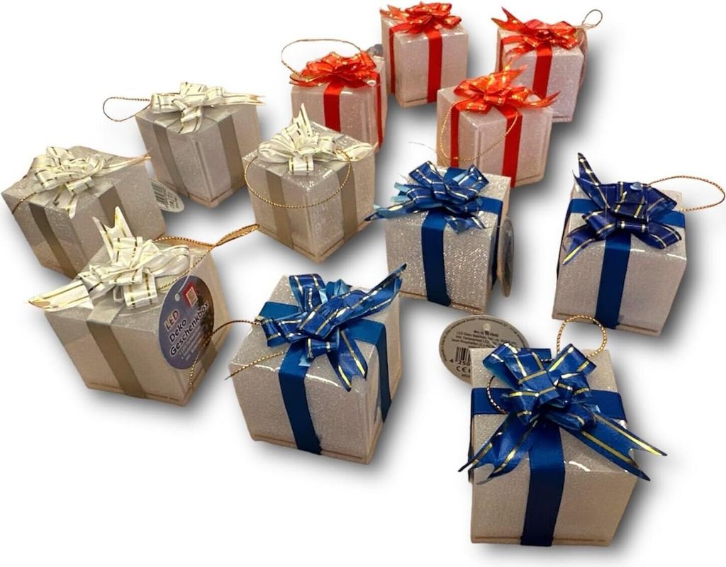 LED Geschenk-DEKO-Paeckchen 12er-Set je 4 Stck. Produktbild 